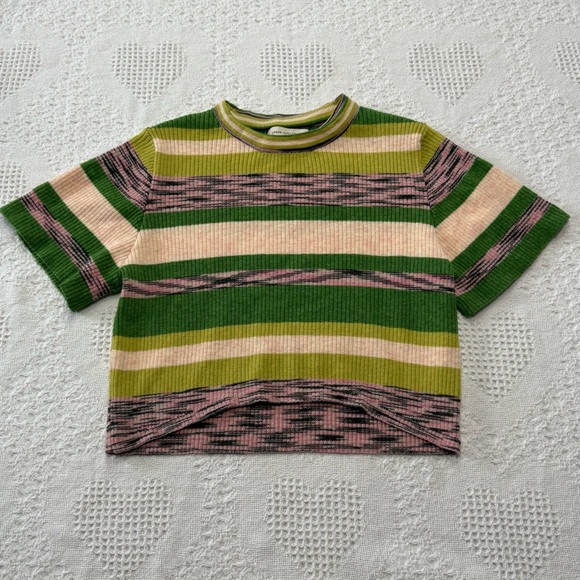 Urban Outfitters Tops - Urban Outfitters Striped Cropped Short Sleeve Sweater (XS)